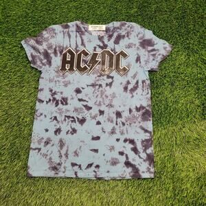 ACDC Lightning Shirt Womens Small 18x25 Blue Black Tie-Dye